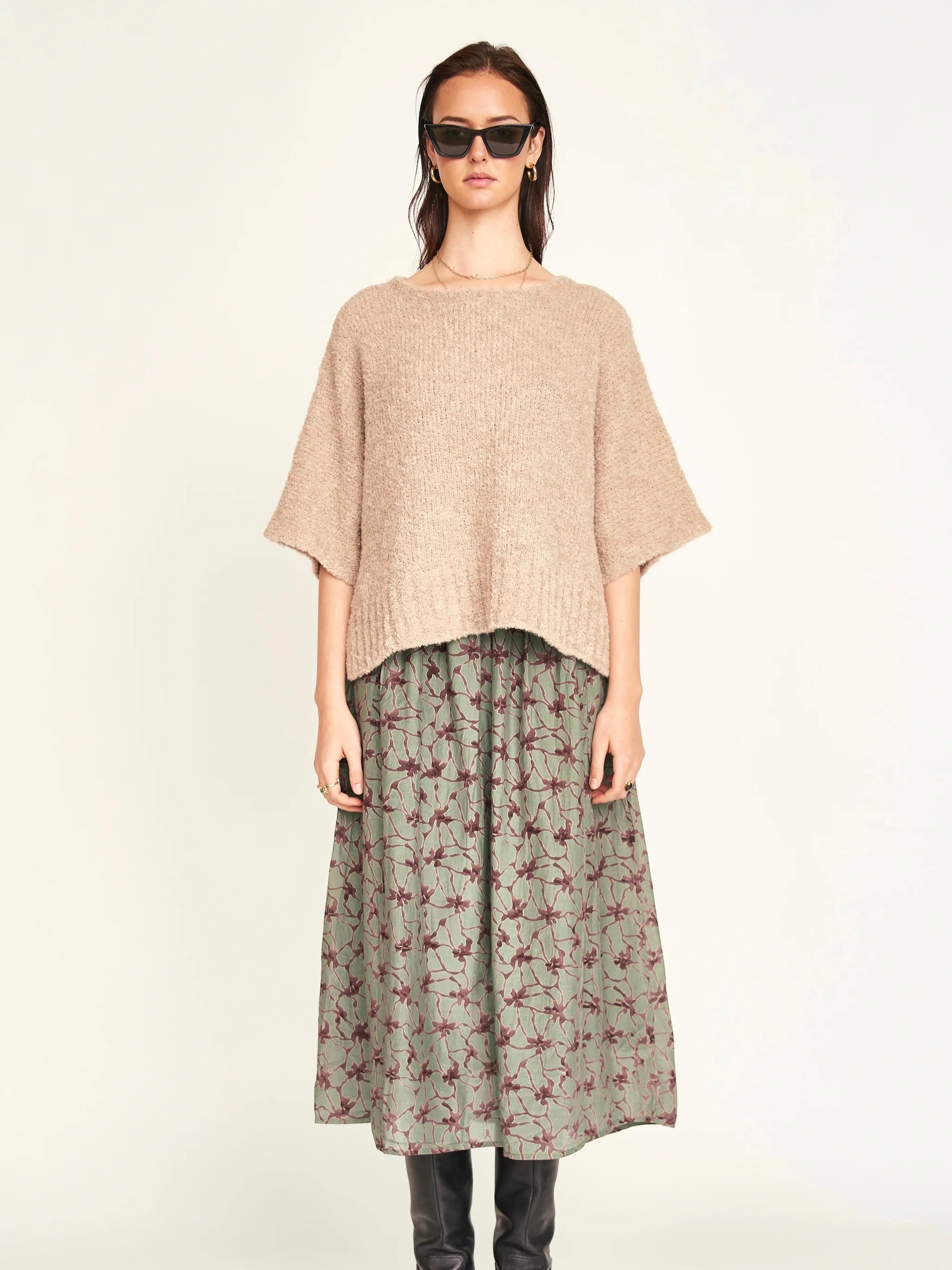 Mirth Fez Boucle Top in Graham Cracker