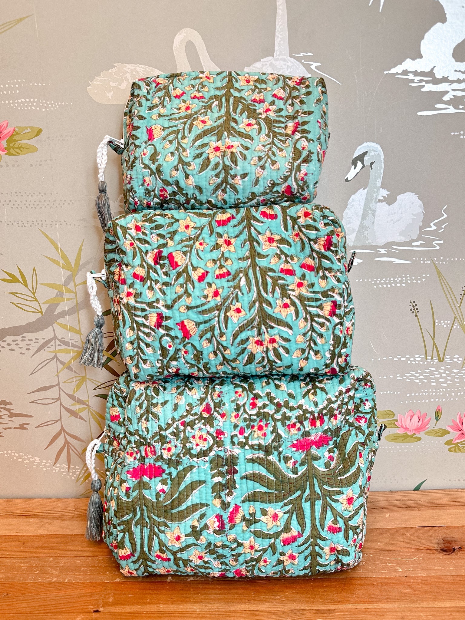 Maison de Frédéric Cosmetic Bag Set- Teal/Green