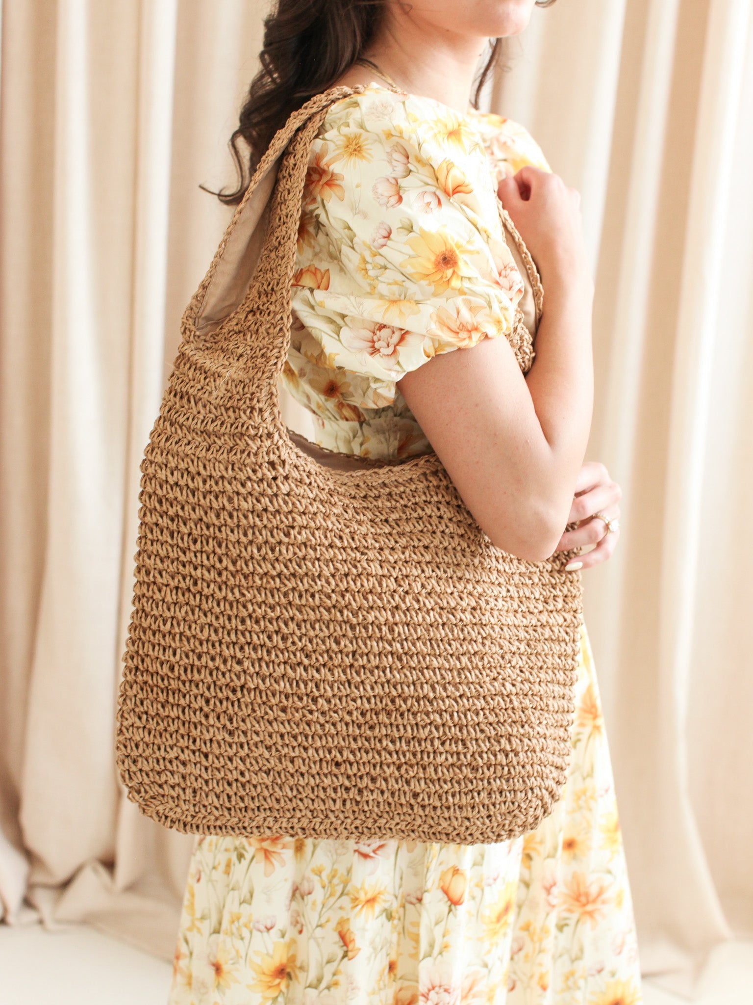 Margot Woven Tote - Brown
